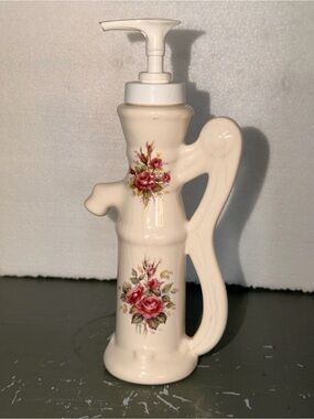 Vintage Soap Lotion Dispenser Pump California Pottery Athena Rose Farmhouse